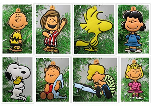 PDTXCLS Peanuts Charlie Brown and Friends Weihnachtsbaumschmuck-Set, 6,3 cm, bruchsicherer Kunststoff, Hängeornamente, perfekt für kleine Bürotische oder Kinderbäume