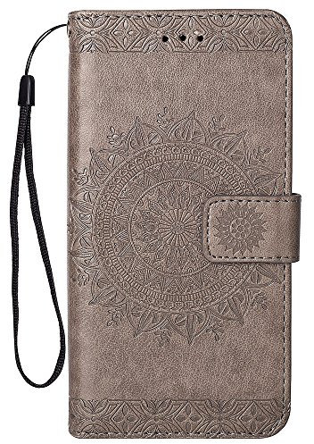 Hancda Hülle für iPhone 8 Plus/iPhone 7 Plus (Nicht für 8/7), Handyhülle Tasche Flip Case Hülle Leder Schutzhülle Klappbar Cover Handytasche Magnet Case für iPhone 8 Plus/iPhone 7 Plus,Grau