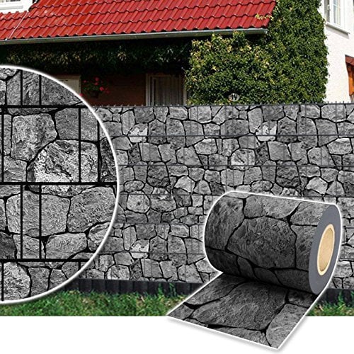 Plantiflex Sichtschutz Rolle 35m Blickdicht PVC Zaunfolie Windschutz für Doppelstabmatten Zaun (Stein-Anthrazit)
