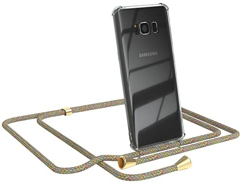 EAZY CASE Handykette kompatibel mit Samsung Galaxy S8 Handyhülle mit Umhängeband, Handykordel mit Schutzhülle, Silikonhülle, Hülle mit Band, Stylische Kette mit Hülle für Smartphone, Rainbow