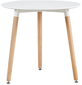 IPOTIUS Esszimmertisch, rund, skandinavisch, für 2 bis 4 Personen, Küchentisch aus Holz, 80 x 72 cm, Weiß