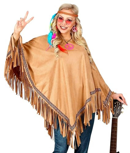 W WIDMANN MILANO Party Fashion - Poncho in Wildlederoptik, Indianerin, Faschingskostüme