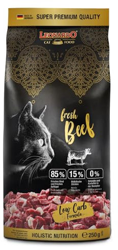 LEONARDO Fresh Beef & Poultry [250g] Katzenfutter | Trockenfutter mit 85% Frischfleisch für Katzen | Alleinfuttermittel für ausgewachsene Katzen Aller Rassen ab 1 Jahr