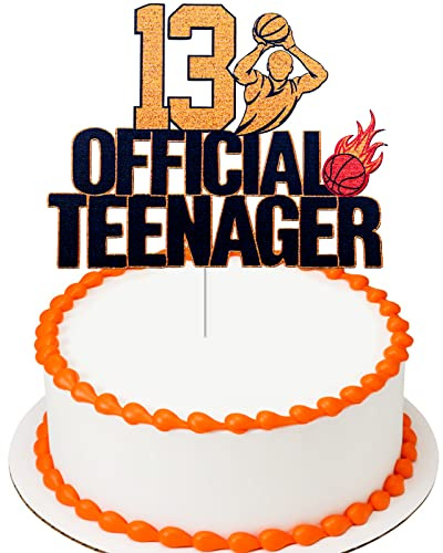 13 Official Teenager Birthday Cake Topper - Happy 13th Birthday Sports Basketball Cake Topper - Game Day Boy's 13th Birthday Party Cake Decorations