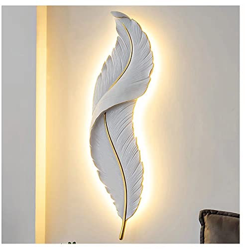 ZEHUILT Minimalistisch Wandleuchte Innen LED 24W Wandlampe Wandbeleuchtung Feder Weiß Wandstrahler Dreifarbiges Dimmen 3000K für Wohnzimmer, Schlafzimmer, Esszimmer AC 110-220V