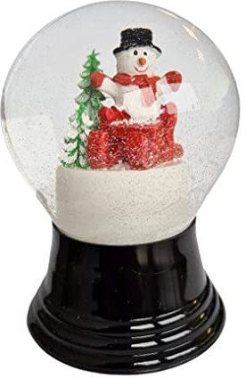 VIENNA SNOWGLOBE Schneekugel Echtglaskugel - Fast wie echter Schnee Motiv: Schneemann am Schlitten, 8 cm