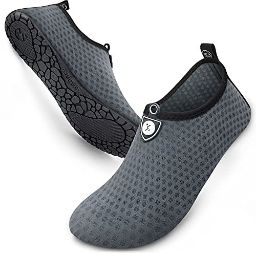 SIMARI Wasserschuhe Damen und Herren, schnelltrocknend, Barfuß, für Outdoor, Strand, Schwimmen, Sport, Yoga, Schnorcheln 506 Circular Grey, EU 42/43, SWS001