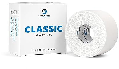 Sportacular Gear Sporttape Classic 3,8cm x 10m | versch. Farben und Mengen | starres, nicht elastisches Tape | wasserabweisend, hautfreundlich, Baumwolle (1 Rolle, weiß)