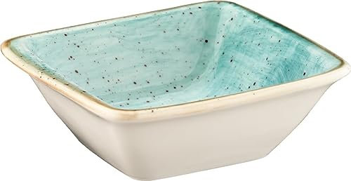 Bonna 6x Aura Aqua Moove Schälchen quadratisch 8x8,5cm 9cl 3cm tief Türkis Creme Porzellan AAQMOV10KS Dipschalen Snackschalen Desserteller Geschirr