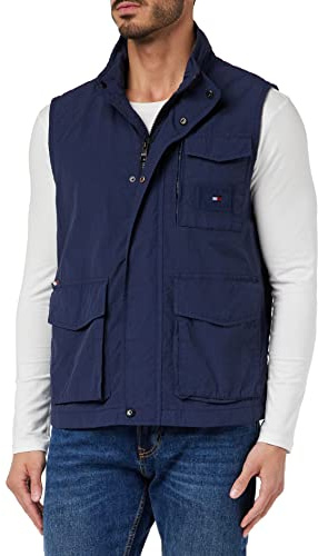 Tommy Hilfiger Herren Weste Sail Vest Ärmellos, Blau (Desert Sky), M