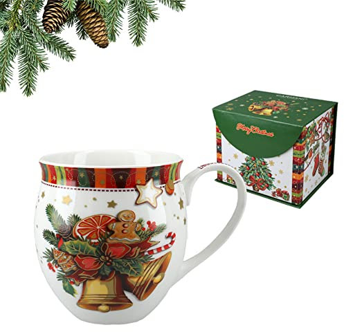 Carmani - Grande tasse de Noël, tasse festive pour thé, café, chocolat chaud décorée avec le thème de Noël, 475 ml