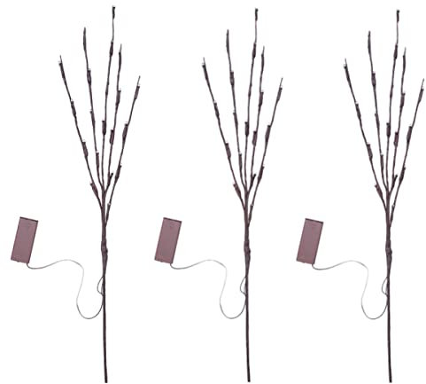 OSALADI LED Zweiglicht 3 Stück Künstliche Zweige mit 20 Leds Biegbar und Dekorativ für Vase Wohnzimmer Fenster Esszimmer ohne Batterien Simulierte Zweiglampen für Zuhause