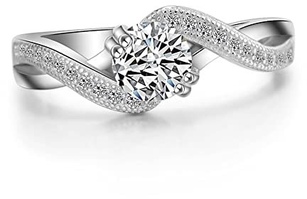 Musihy Damen Ring Infinity, Ring Zirkonia Weiß Vintage Ringe Silber mit Rundem Zirkonia Ring Frauen 49