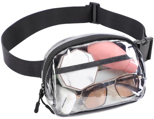 TINYAT Transparente Bauchtasche für Frauen, Stadion-genehmigt, transparente Gürteltasche mit Weihnachtsbrosche, Hüfttasche für Veranstaltungen, Konzerte, Transparent/1959