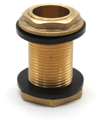 DOJA Barcelona | Pasamuros Deposito Agua | Conector Manguera 3/8 ’’ | en Laton | con 2 Junta Goma | Accesorios Grifo para Garrafas de Agua, Grifo Bañera, Bidon Agua, Llave de Paso Agua, Jardin..