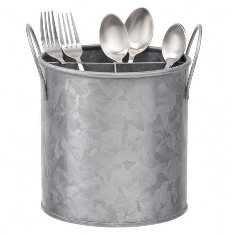 Premier Housewares Four Section Galvanised Steel Cutlery Holder | Black