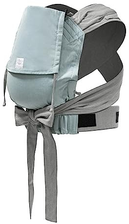 Portabebés Stokke Limas, Gris Turquesa Melange - Versión 2023 (OCS) - Portabebés de media hebilla para recién nacidos - Tres opciones de llevarlo - Seguro desde el nacimiento y hasta 15 kilos