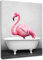 LB Wandkunst, Motiv: rosa Flamingo, tropischer Vogel in der Badewanne, gerahmt, Leinwandbild für Wohnzimmer, Western-Bauernhaus, Bilder für Badezimmer, Schlafzimmer, Schlafsaal, Wanddekoration, 30,5 x