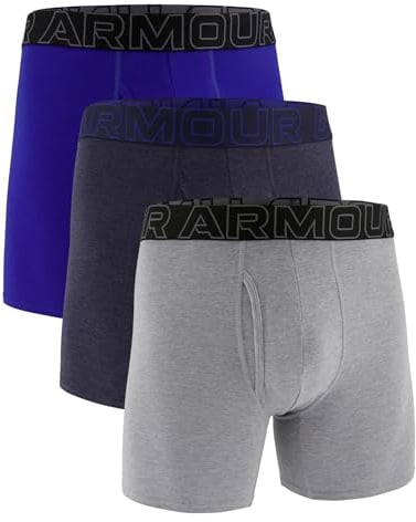 Under Armour Men's Performance Cotton Boxerjock Brief Underwear, 6 Inseam, Ultra-Soft, 3-Pack, Midnight Navy, Large