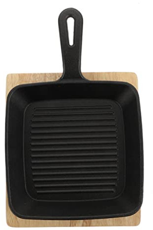 Cabilock 1 Set Teppanyaki Plate nonstick Frying pan Skillet Non Stick Griddle pan Sizzling Tray Grilling Bacon Skillet Steak Griddle Pan Non Stick Saucepan cast Iron Household Tripod