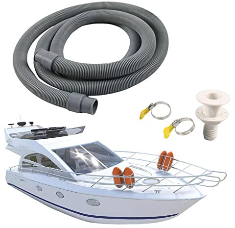 Kit d'pompe cale flexible en PVC tuyau d'évacuation Tuyau d'évacuation robuste avec pinces et raccord, installation facile, accessoires nautiques