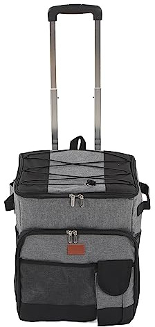 Jerys 35L Multifunktionale Hebel-Kühltasche mit Rollen, Doppelgriffen, Doppelreißverschlüssen, Faltbare, Isolierte Tasche mit Rollen für Outdoor-Camping