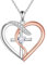 YAFEINI Herz Kreuz Ketten für Damen 925 Silber Kreuz Anhänger Halsketten Zirkonia Kreuz Kette Kristall Schmuck Muttertags Geschenk für Frauen Mama (Roségold)