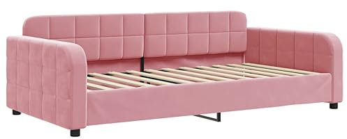 vidaXL Tagesbett, Gästebett 2-in-1, Sofabett Schlafsofa für Schlafzimmer Wohnzimmer, Bettsofa Sofa, Modernes Design, Rosa 90x200cm Samt