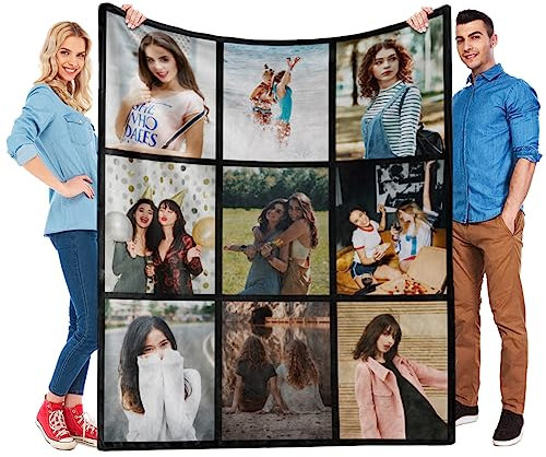 KoxSmar Personalisierte Decken mit Fotos, Personalisierte Foto Decke, Personalisierte Kuscheldecke, Fotodecke mit Eigenem Foto, Personalisierte Geschenke für Frauen und Männer