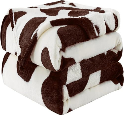 HOZY Kuscheldecke Flauschig Decke Fleecedecke - Kuscheldecke 220x240cm, Brown Cow, XXL Fleecedecke Sofa Decken,Warm Wohndecke Couchdecke Hundedecke Sofadecke flauschig, Sofa überwurfdecke