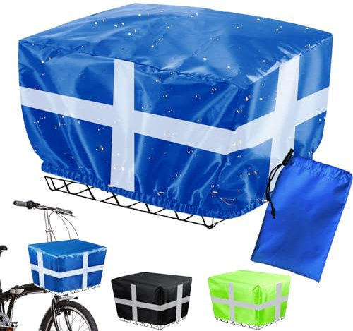 YOUYIKE Fahrrad Regenschutz, Fahrrad Korbabdeckung mit Reflexstreifen Blau 46x32x20cm , Fahrradabdeckung Wasserdicht, für Fahrradkorb hinten, Fahrradkorb vorne