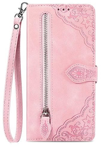 NEXCURIO Handyhülle für Samsung Galaxy A51 / A515F Hülle Klappbar mit Kartenfäch Ständer Klapphülle Schutzhülle Leder Wallet Flip Case Cover Tasche Handytasche Stoßfeste - Rosa