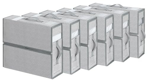 DIMJ Sheet Organizers and Storage 6 Pack, Under Bed Storage for Sheets Pillowcases and Blankets, Sheet Storage for Linen Closet, Foldable Sheet Set Organizer, Light Grey