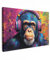 MuchoWow© Leinwand Bilder 90x60 cm Wanddeko Wohnzimmer Aesthetic Room Decor Deko Zimmer Wandbilder Modern Fotogeschenke Graffiti - Affe - Schimpanse - Street Art - Neon - Tiere