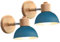 iDEGU 2 Stücke Wandleuchten Moderne Innen Wandlampe aus Holz Metall Halbkreis Lampenschirm E27 Verstellbare Wandspot Vintage Lampe für Schlafzimmer Wohnzimmer Küche Flur Café (Oxford-Blau)