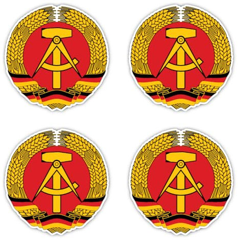 Aufkleber: 100 mm, 4 Stück - Wappen - Deutsche Demokratische Republik - DDR - für Auto, Laptop und mehr