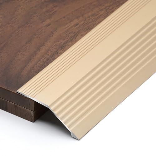 Raouoae Übergangsprofil Höhenausgleich 3-15mm/6-20mm/10-40mm Abschlussprofil Übergangsschiene Aluminium Übergangsleiste Länge 90cm*3 Böden Überbrücken Die Lücke(Titangold,Breite: 55 mm)