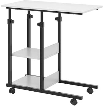 Vicco Stubentisch Liam, Beistelltisch auf Rollen, Weiß, 89 x 40 cm mit Rollen