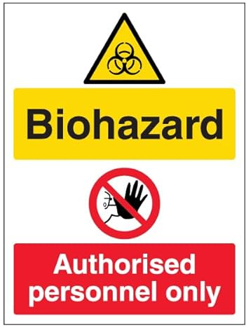 V Safety Biohazard/Authorised Personal Only – Hochformat, 150 x 200 mm, 3 mm dickes Sicherheitsschild aus gebürstetem Aluminium-Verbundwerkstoff