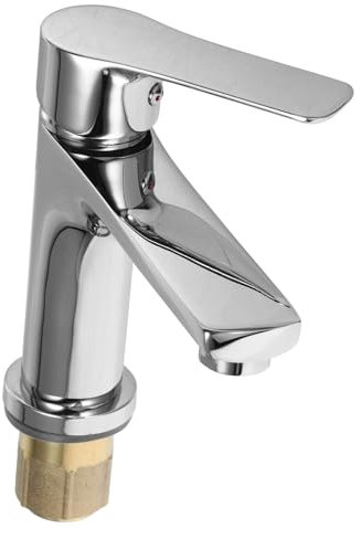 Angoily 1 Pc robinet d'eau monotrou robinet d'eau froide et chaude robinets extérieurs robinet domestique dehors Mitigeur monocommande pour évier mélangeur d'eau de bassin cuivre Silver