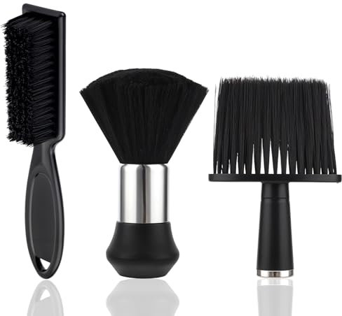 JIYIN 3 Pcs Neck Duster Barber Brush Set, Professional Hair Cutting Brush Soft Barber Trimmer Clipper Cleaner Hairbrush Professional Duster for Brushing off Loose Hair Around Ears and Neckline
