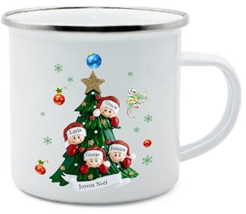 lorajewel Mug émaillé Personnalisé avec Nom Date 350ml Céramique Tasse Cadeau pour les Enfants Garçons Filles Entrée à l'école Jardin d'enfants Sac d'école Rose Fuselé (4 name)