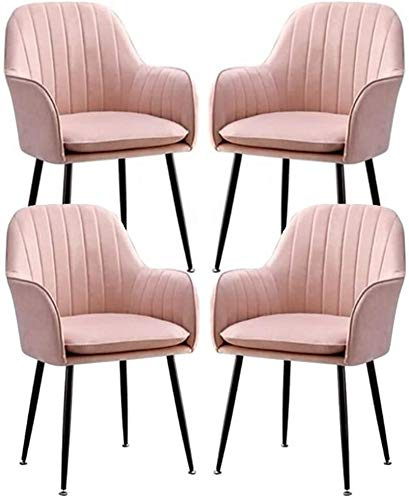 Luxuriöse Esszimmerstühle aus Samt mit Armlehnen und Rückenlehne, 4er Set, rosa Samtstühle für moderne Küche und Esszimmer