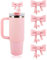 YONEEKSS 4 Pcs Bow Straw Covers Cap, 10mm Reusable Silicone Straw Toppers for Stanley Cups Straw Accessories, Straw Covers Cap Toppers Compatible with Stanley 30&40 oz Tumbler Cups (Pink)