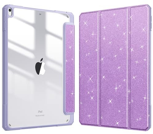 Fintie Hybrid Slim Case for iPad Air 3rd Gen 10.5 2019 / iPad Pro 10.5 2017 - Built-in Pencil Holder, Shockproof Cover (Clear Transparent Back Shell, Glittering Purple)