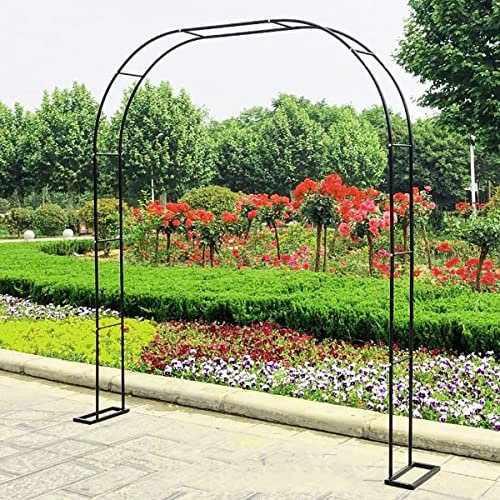 Schwarzer Metall-Gartenbogen für Kletterpflanzen, Pergola, Rankgitter, Hochzeit, Laube Rose & Weinrebe, Stützregal, Outdoor-Hinterhof-Dekoration (B 240 x H 220 cm)