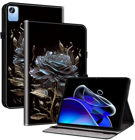 TEDTIKJT Custodia per Realme Pad X 10.95 Pollici 2022 Custodia PU Pelle Folio Tasca con 2-Slot per Carte Supporto Protezione Tablet Cover per Realme Pad X 10.95,Rose Nere