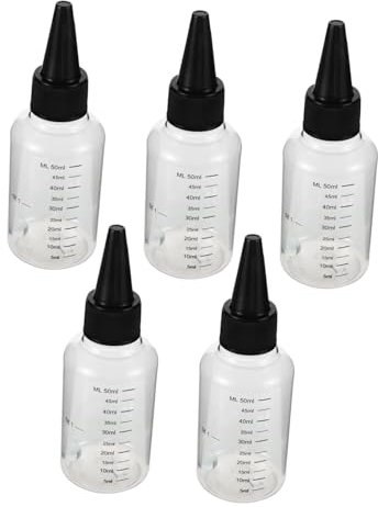 Anneome 5pcs Paint Mixing Bottle Measured Scale Plastic Squeeze Bottles Fine Tip Nozzle Cap for Modelling Portable