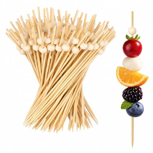Fingerfood Spieße 200 Stück, Bambus Partyspieße für Snacks | Dekorative Cocktailspieße für Obst, Käse, Desserts, Buffet, Hochzeit und Catering-Veranstaltungen.