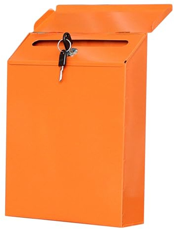 Briefkasten Bunt, Briefkasten Vintage, Klappdeckel-Design mit Schloss, Geeignet for die Dekoration von Restaurants und Wohnzimmern, 22 × 6,5 × 30 cm(Orange)